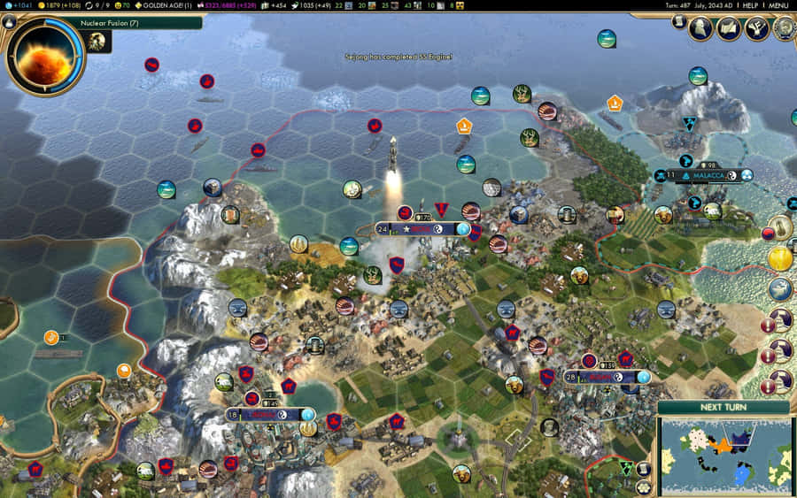 A Strategic Battle Unfolding On A Turn-based Strategy Game Wallpaper
