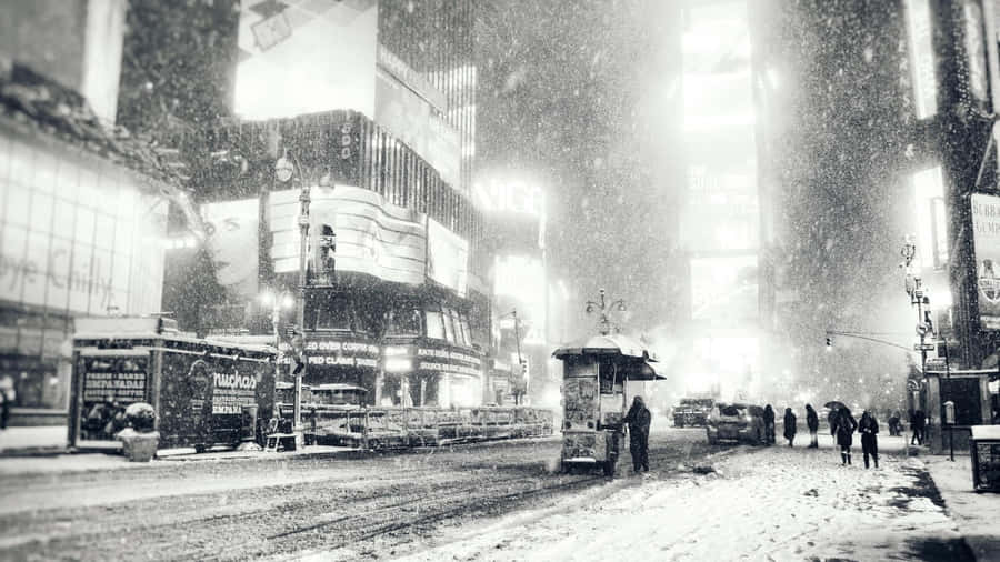 A Stunning Aerial Viewpoint Of A Black And White City. Wallpaper