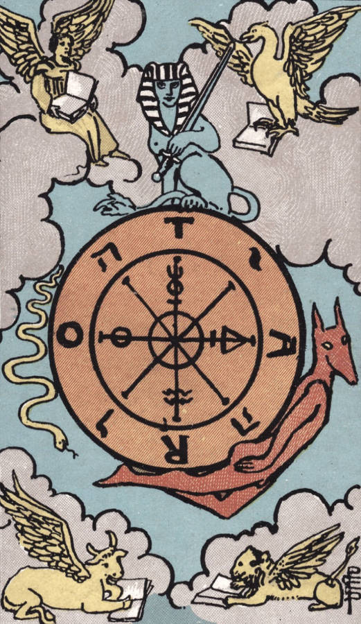 A Tarot Card With A Compass And Angels Wallpaper