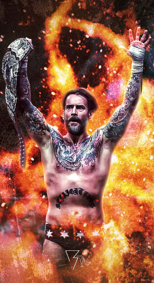 A Tattooed Man With A Snake In His Hand Wallpaper