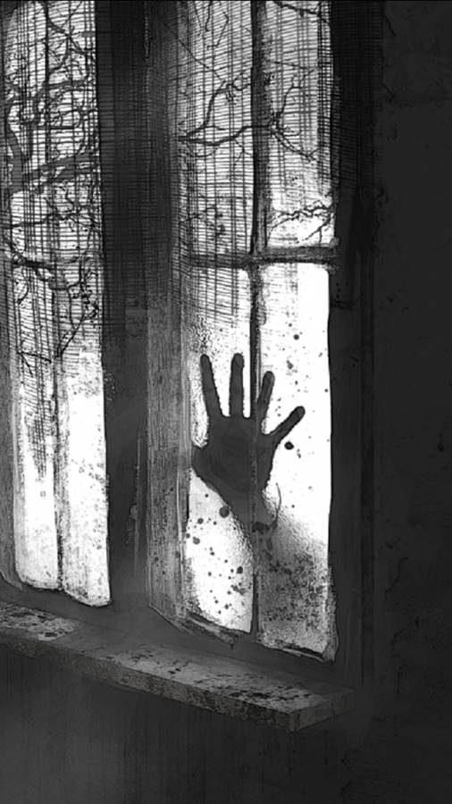 A Terrifying Hand Peering Through A Window Wallpaper