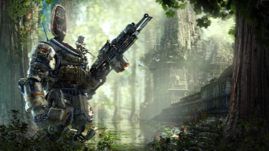 A Titan Strides Through A Verdant Jungle Wallpaper