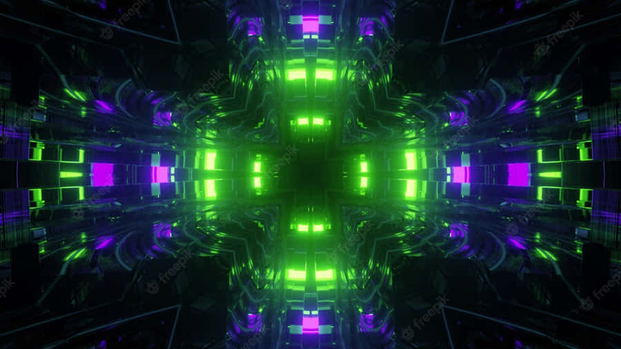 A Vibrant And Eye-catching Combination Of Neon Green And Purple. Wallpaper