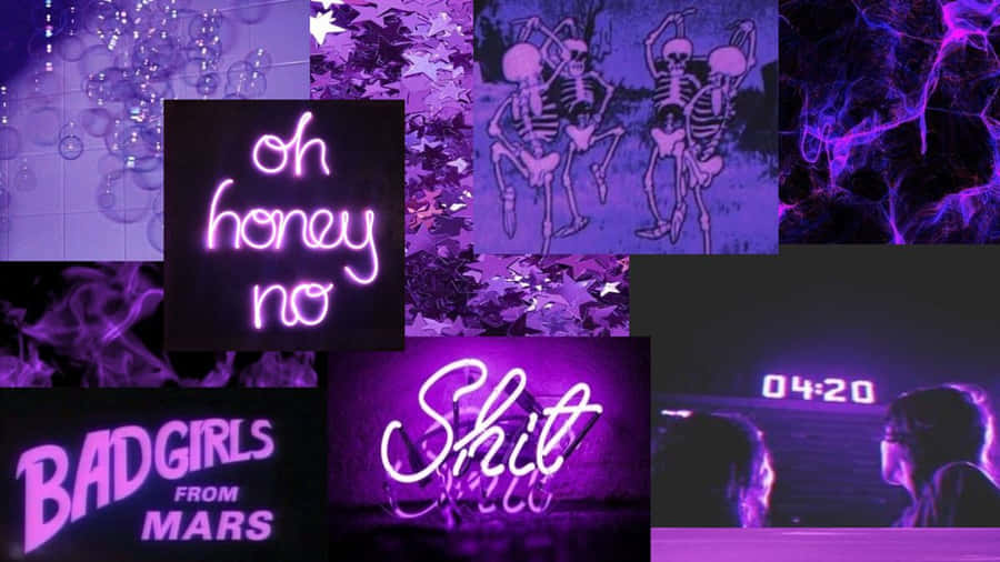 A Vibrant And Stylish Purple Neon Aesthetic Computer Wallpaper