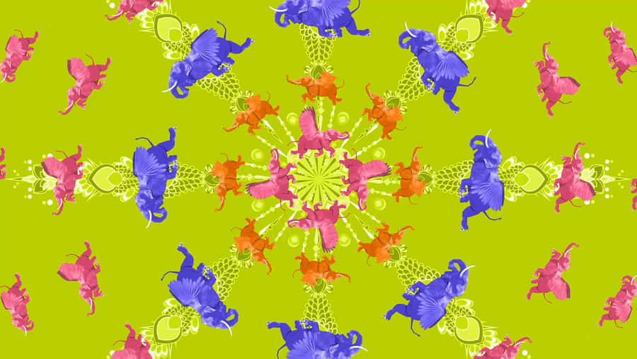 A Vibrant Pink Elephant Standing In A Magical Forest Wallpaper