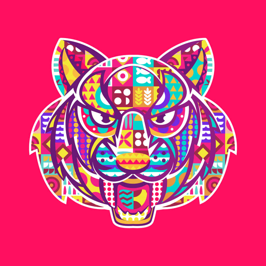 A Vibrant Roar: Psychedelic Lion Art Wallpaper