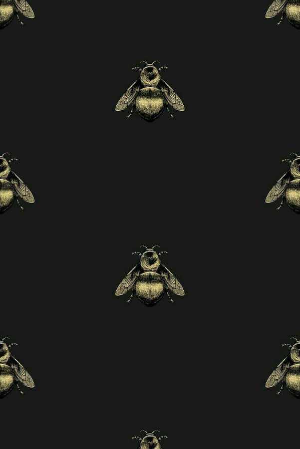 A Vintage Bee Flying Through A Colorful Field Of Daisies Wallpaper