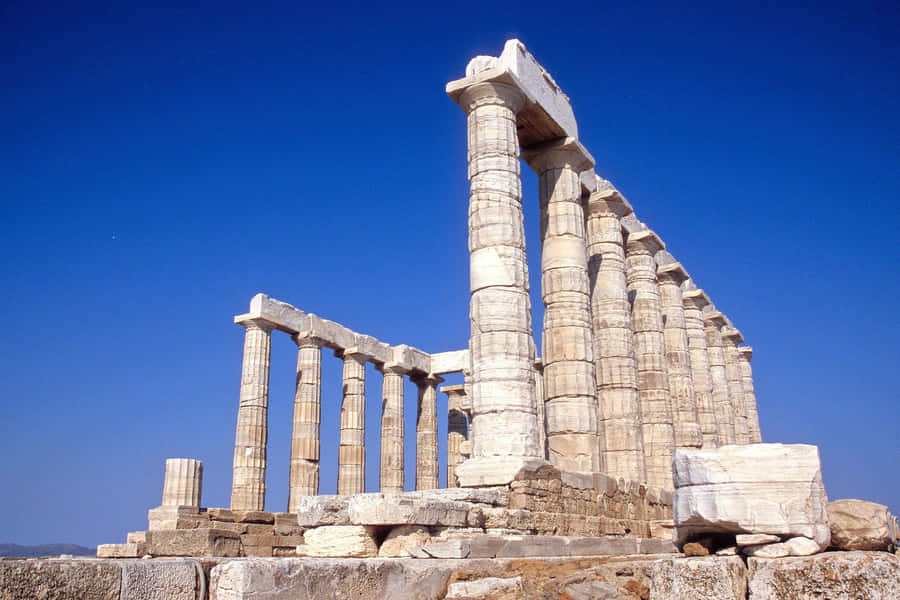 A Visit To Temple Of Poseidon Wallpaper