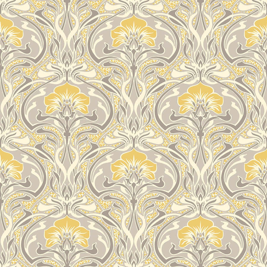 A Wallpaper With Yellow And Gray Flowers Wallpaper