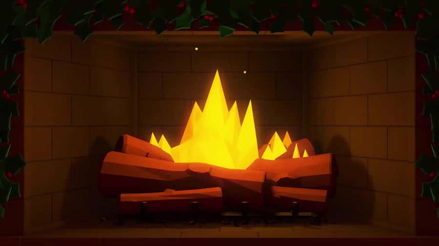 A Warm, Crackling Fireplace Wallpaper