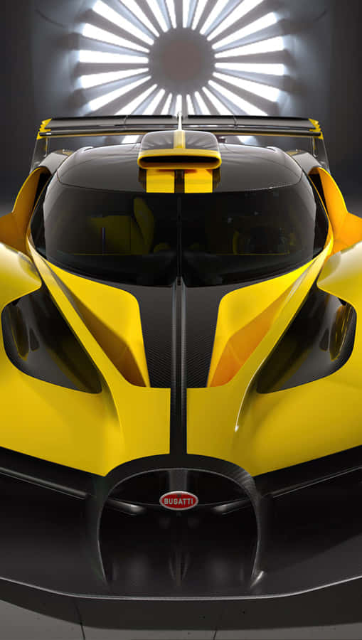 A Yellow And Black Car With A Light Shining On It Wallpaper