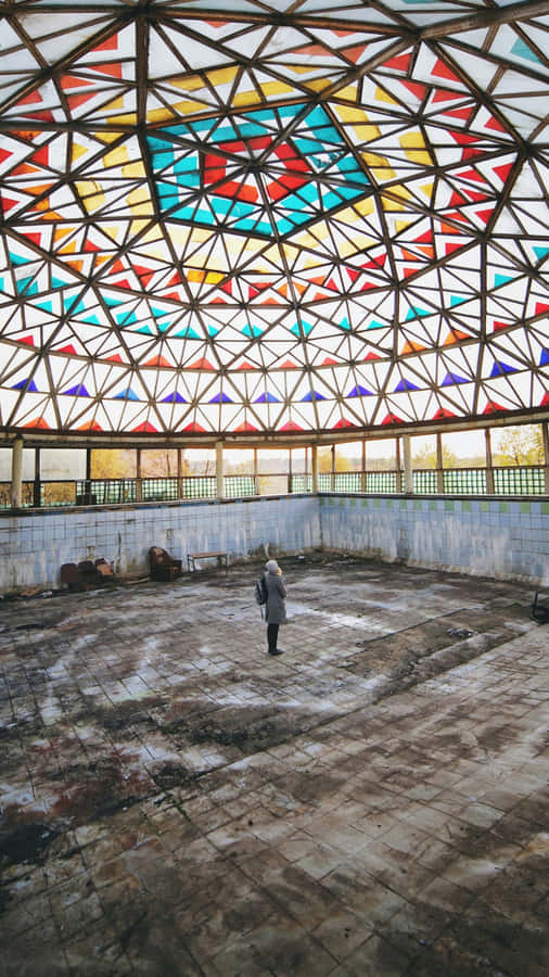 Abandoned Pool With Stained Glass Wallpaper
