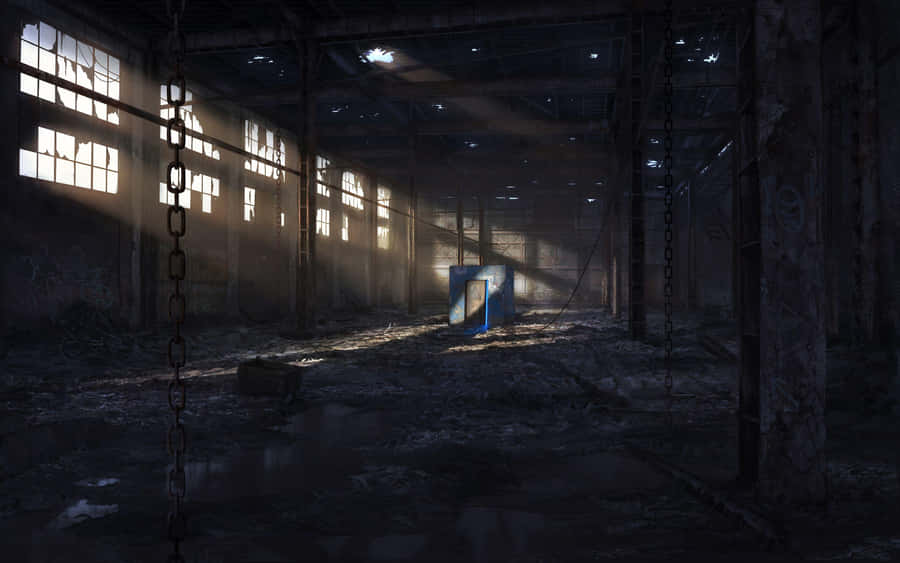 Abandoned Warehouse Interior Sunlight Wallpaper