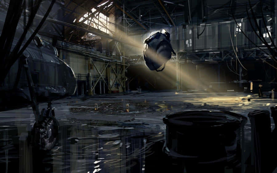 Abandoned Warehouse Sunbeam Mystery Wallpaper