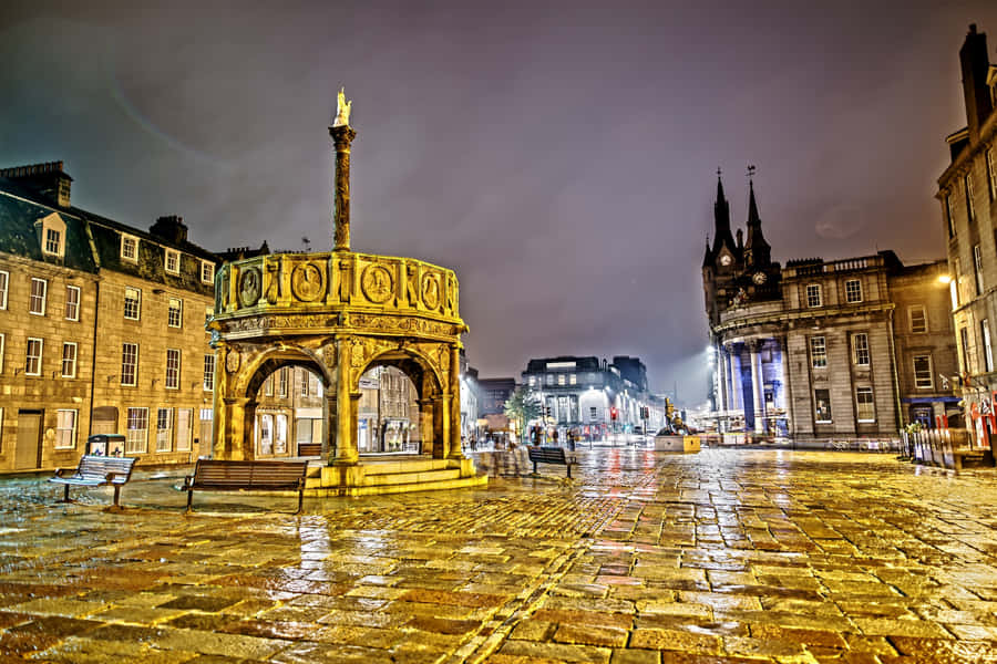 Aberdeen Castlegate Night View Wallpaper