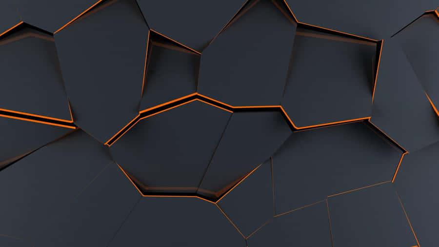 Abstract Black Polygonswith Orange Edges Wallpaper