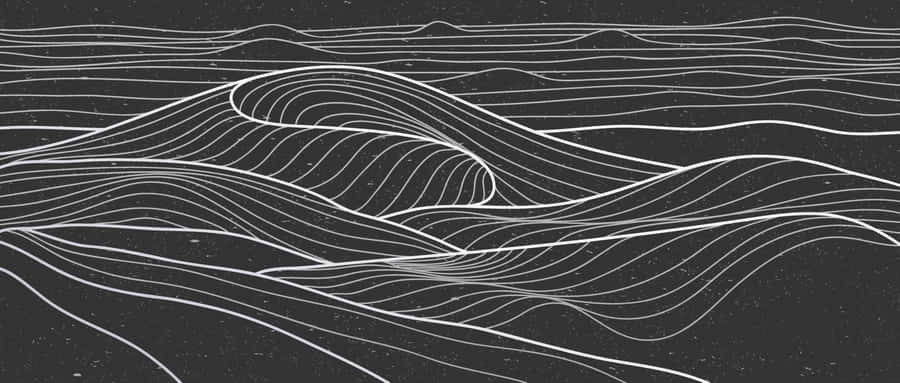 Abstract Black Topographic Lines Wallpaper