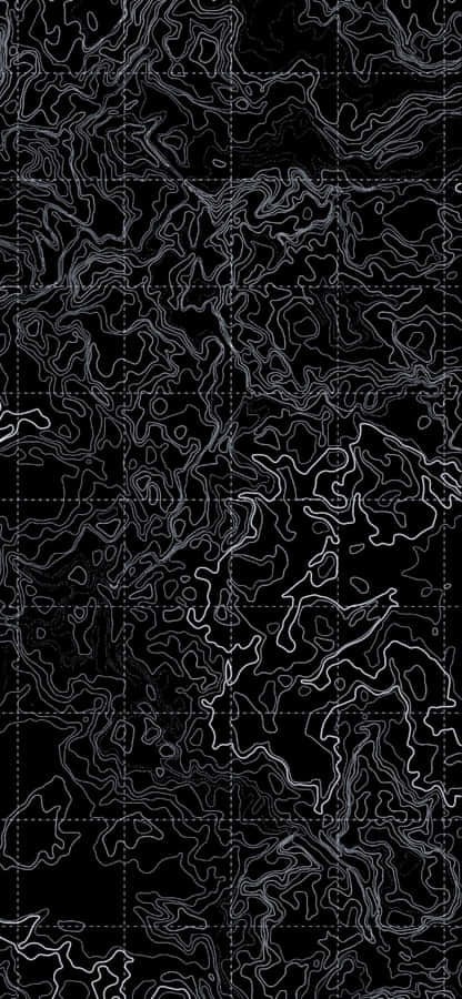 Abstract Black Topographic Map Pattern Wallpaper