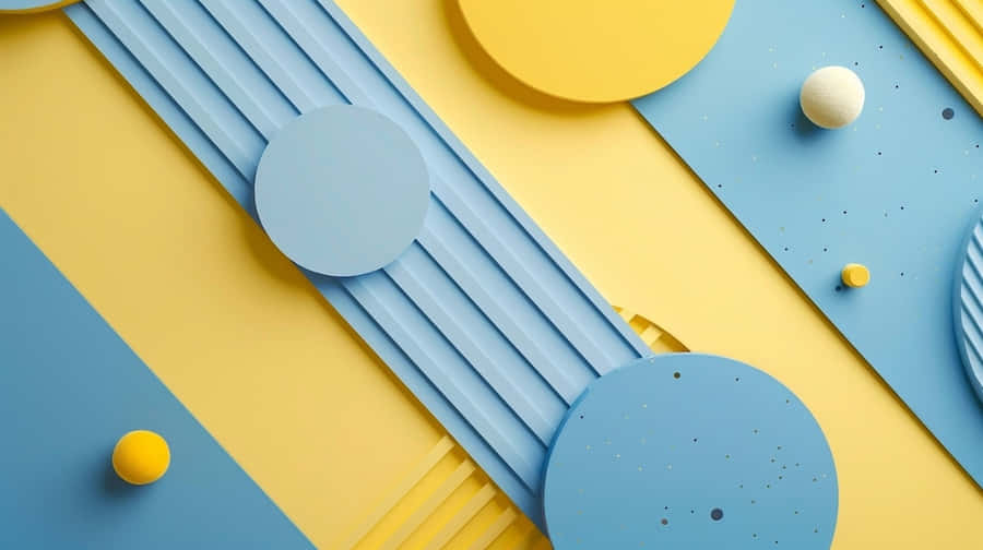 Abstract Blue Yellow Geometric Composition Wallpaper