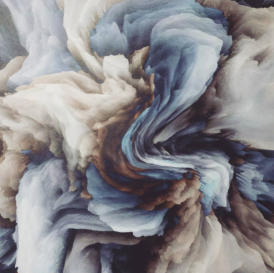 Abstract Brown Blue Swirls Aesthetic Tablet Wallpaper