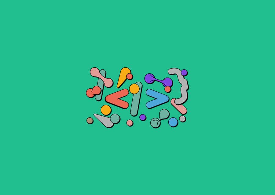 Abstract Colorful Shapes Green Background Wallpaper