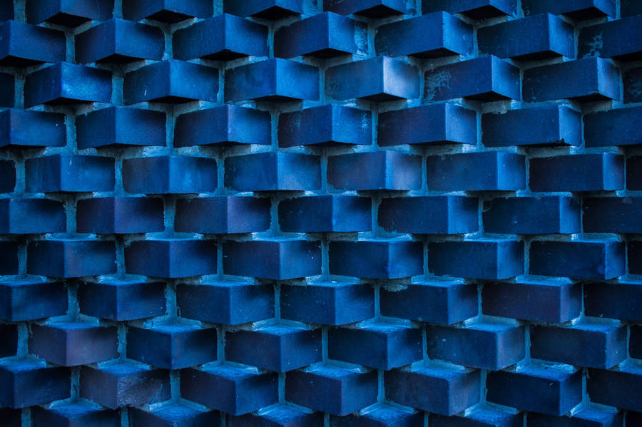 Abstract Gradient Blue Brick Wall Wallpaper