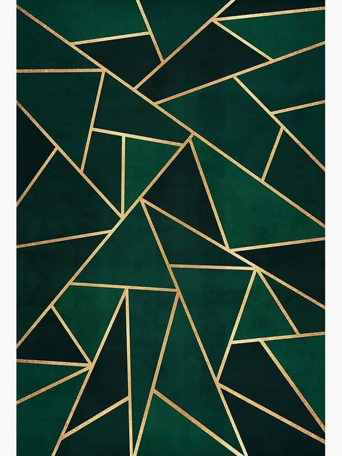 Abstract Green Gold Geometric Pattern.jpg Wallpaper
