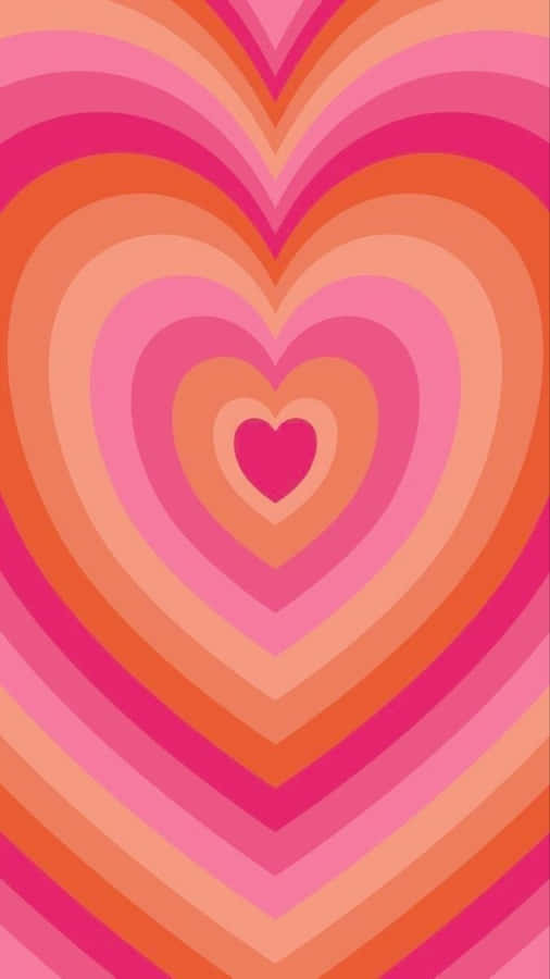Abstract Heart Pattern Pink Orange Wallpaper