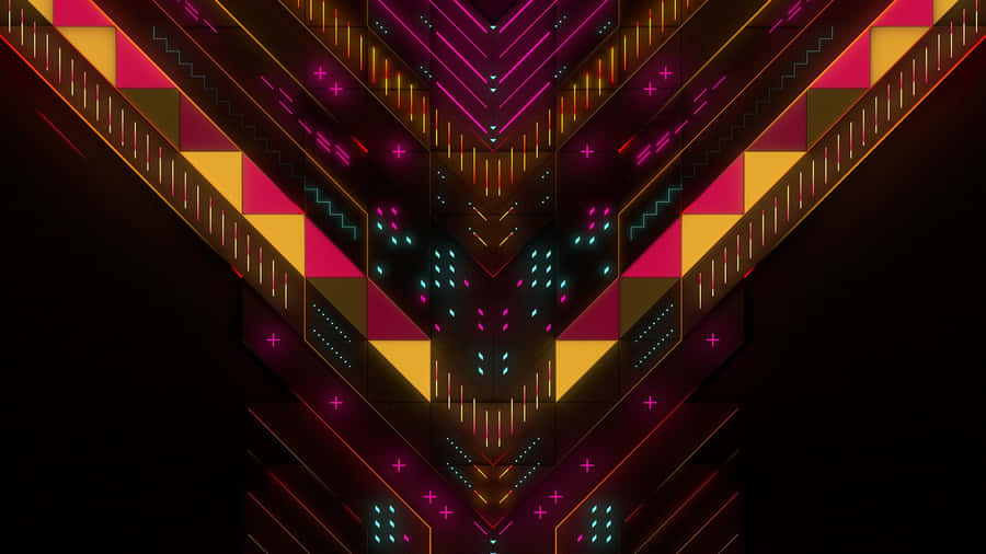 Abstract Neon Triangle Symmetry Wallpaper