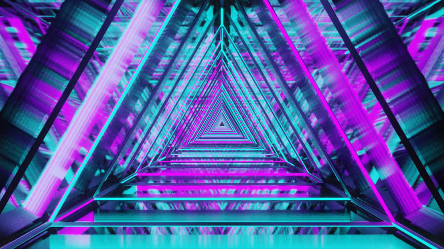 Abstract Neon Triangle Tunnel.jpg Wallpaper