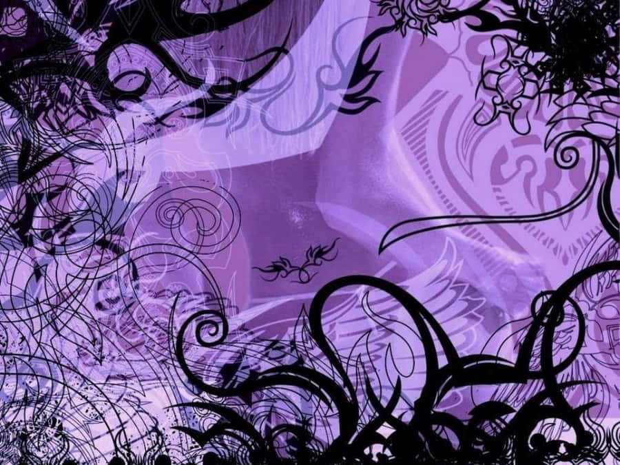 Abstract Purple Floral Design Wallpaper