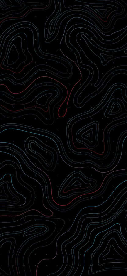 Abstract Topographic Lineson Black Wallpaper