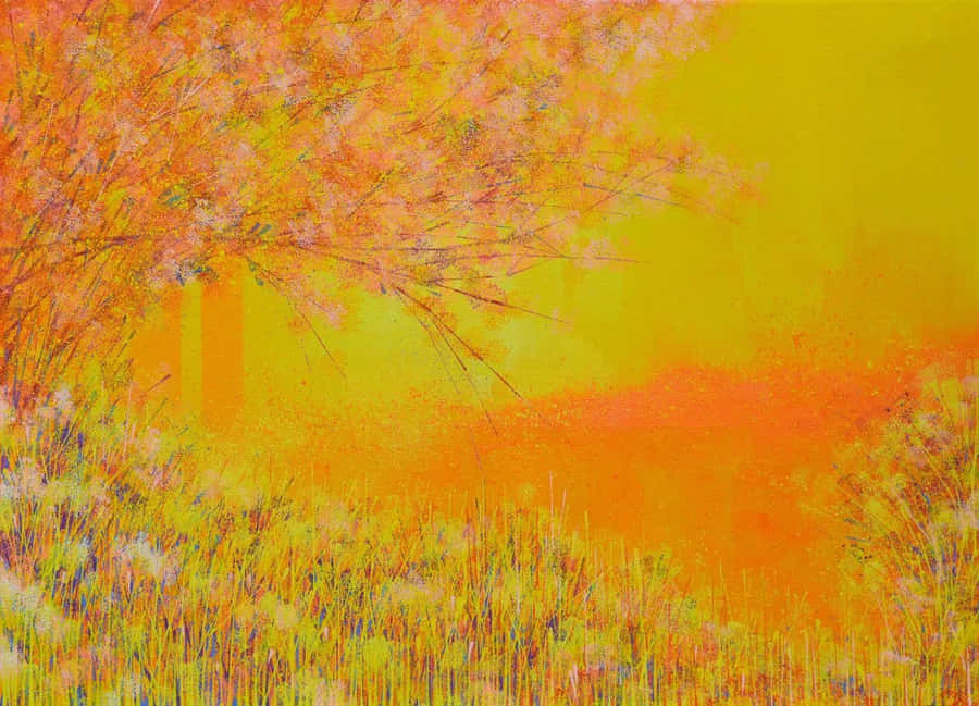 Abstract Yellow Art Painting Wallpaper