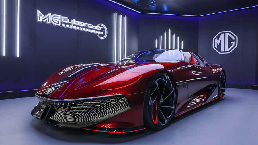 Accelerating Red Mg Sports Car Wallpaper