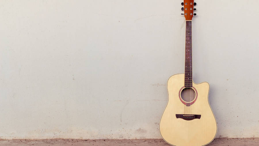 Acoustic Guitar White Wall Wallpaper