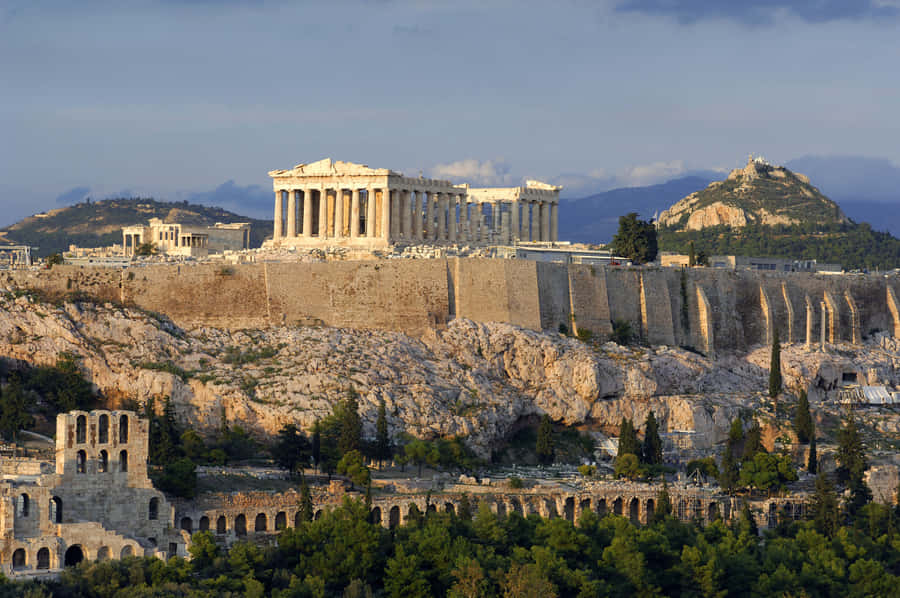 Acropolis Basking In Early Morning Light Wallpaper