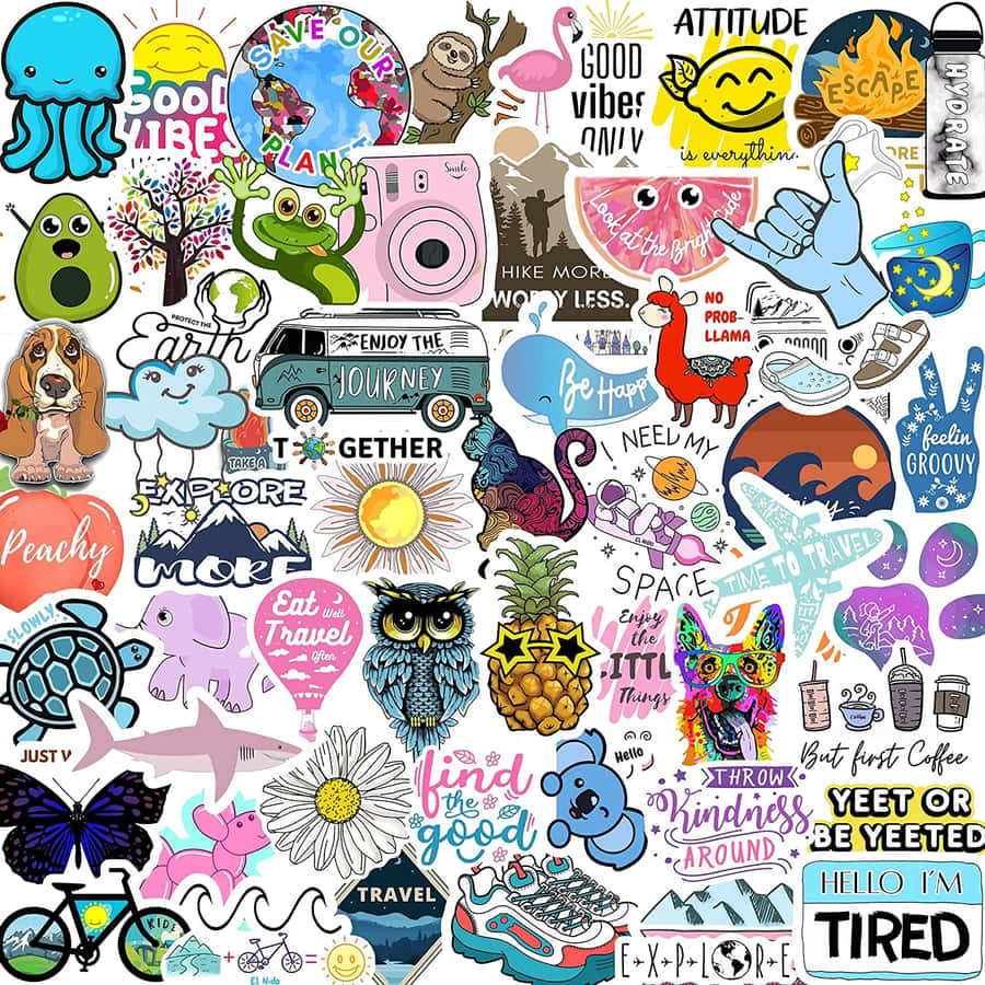 Adorable Animal Stickers Collection Wallpaper