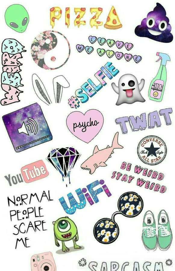 Adorable Collection Of Cute Stickers On Wall Wallpaper