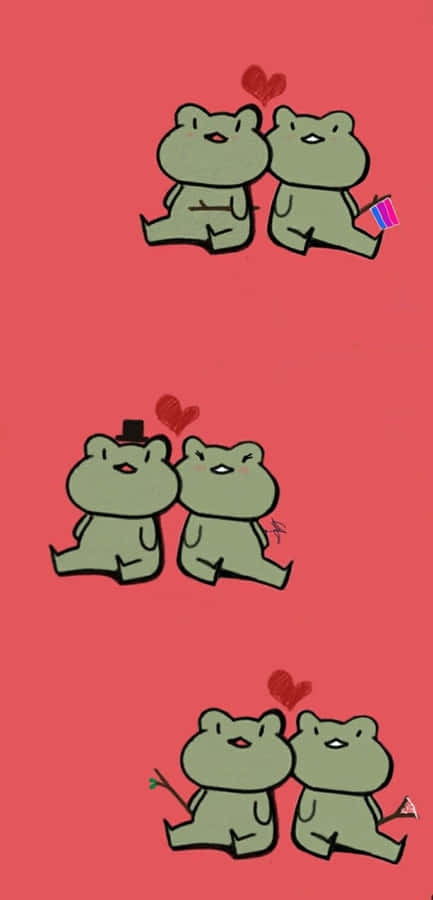 Adorable Frog Couples Illustration Wallpaper