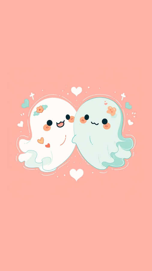 Adorable_ Ghost_ Couple_ Illustration Wallpaper