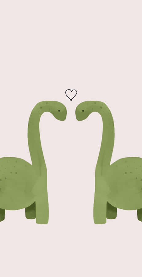 Adorable Green Dinosaur Roaming Through The Magical Forest Wallpaper
