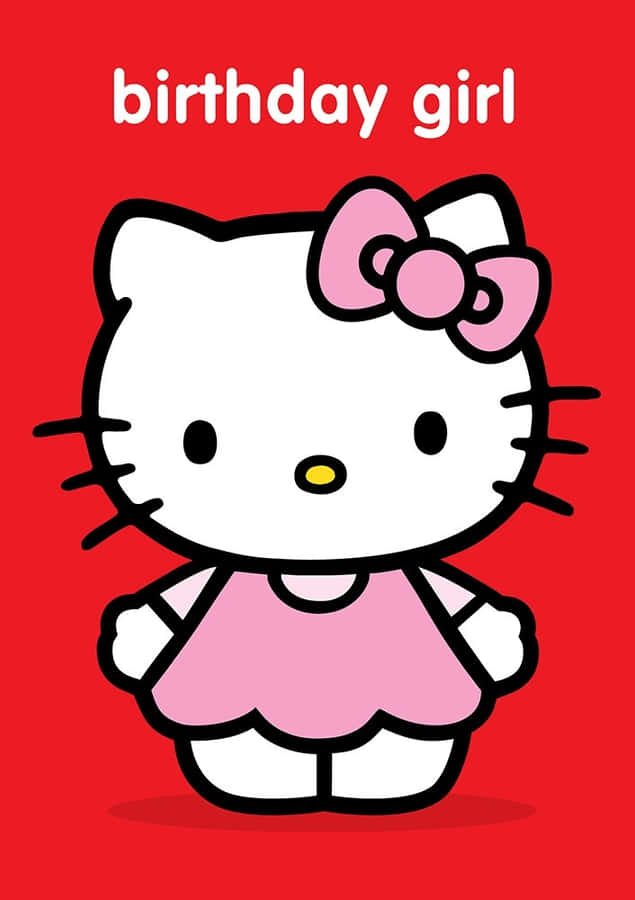 Adorable Hello Kitty Enjoying A Birthday Celebration Wallpaper