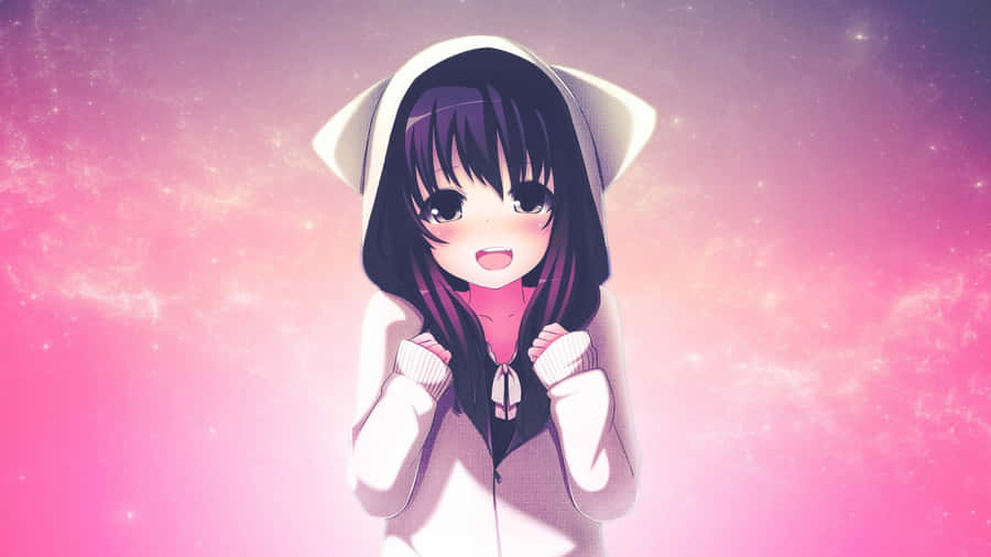 Adorable Kawaii Art Featuring A Chibi Character And Whimsical Objects Wallpaper