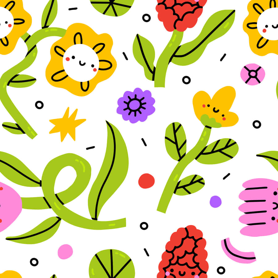 Adorable Kawaii Art With Cute Animals And Pastel Background Wallpaper