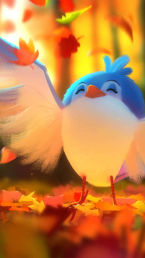 Adorable Kawaii Bird Illustration Wallpaper