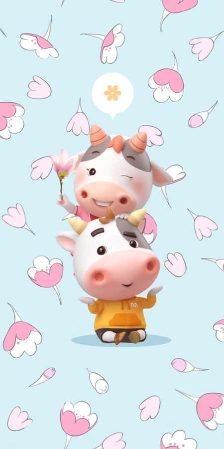 Adorable Kawaii Cow Wallpaper Wallpaper