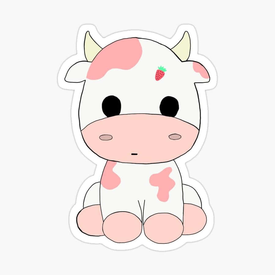 Adorable Kawaii Cute Cow Illustration Wallpaper
