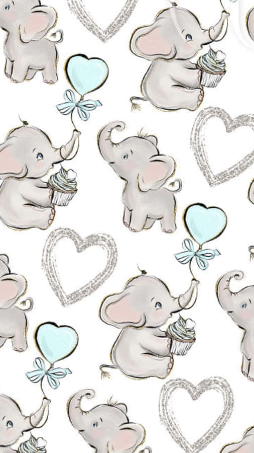 Adorable Kawaii Elephant On A Joyful Journey Wallpaper