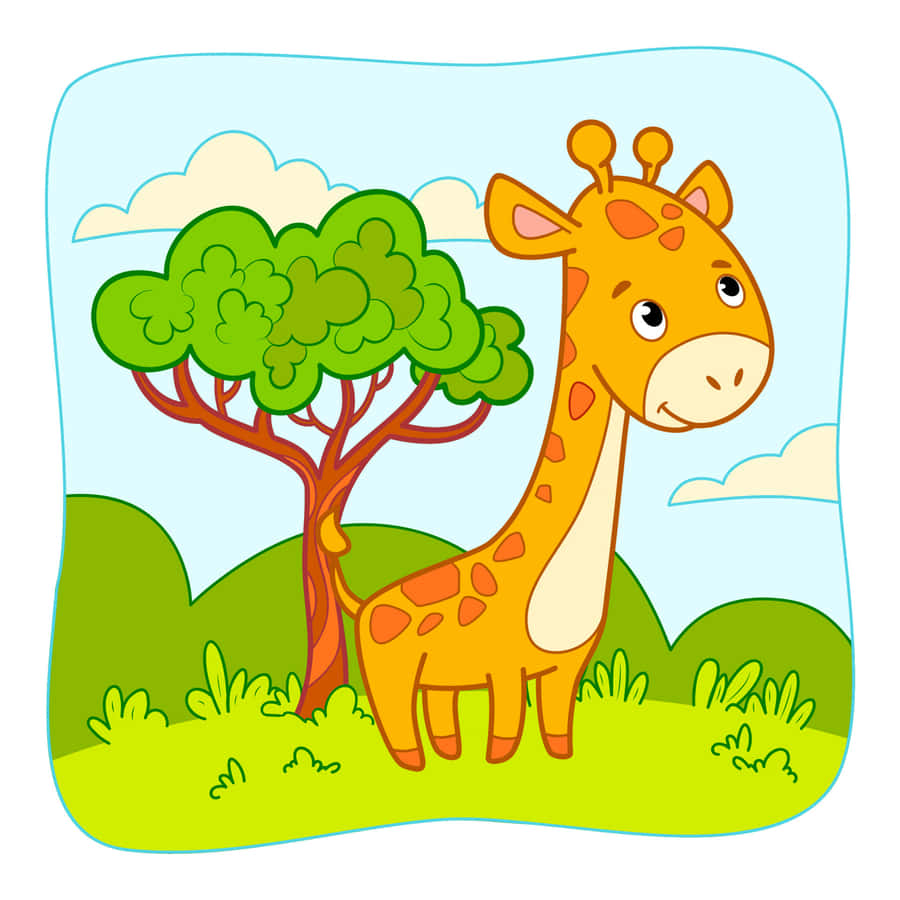 Adorable Kawaii Giraffe Illustration Wallpaper