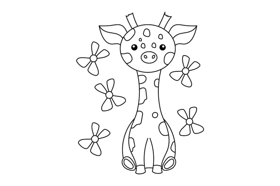 Adorable Kawaii Giraffe Illustration Wallpaper
